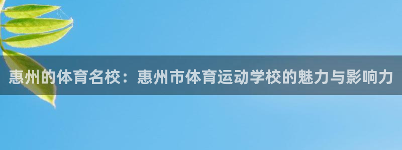 球王会体育：惠州的体育名校：惠州市体育运动学校的魅力与影响力